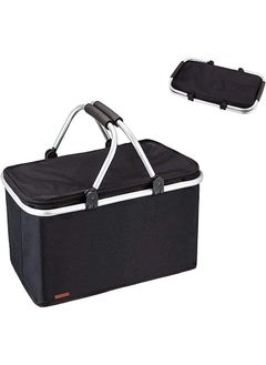 Arabest Collapsible Large Picnic Basket, Leakproof Cooler Bag Picnic Basket, Insulated Strong Aluminum Frame Basket, Portable Grocery Bag Picnic Kit with Handle for Travel, Shopping, Camping  - Image 1