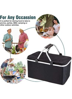 Arabest Collapsible Large Picnic Basket, Leakproof Cooler Bag Picnic Basket, Insulated Strong Aluminum Frame Basket, Portable Grocery Bag Picnic Kit with Handle for Travel, Shopping, Camping  - Image 3