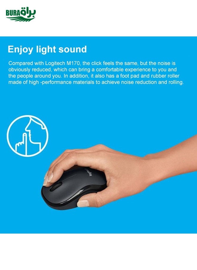 BURAQ Logitech M220 1200DPI 2.4GHz Ergonomic Wireless Mouse (Blue)  - Image 3