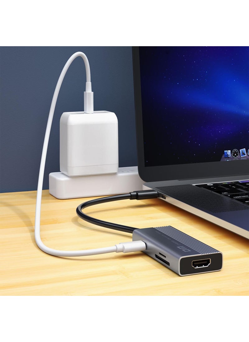 DM CHB059 Type-C To 4K H I 2*usb-A Pd 60W SD and Micro SD Card Reader Multiplexer Hub  - Image 3