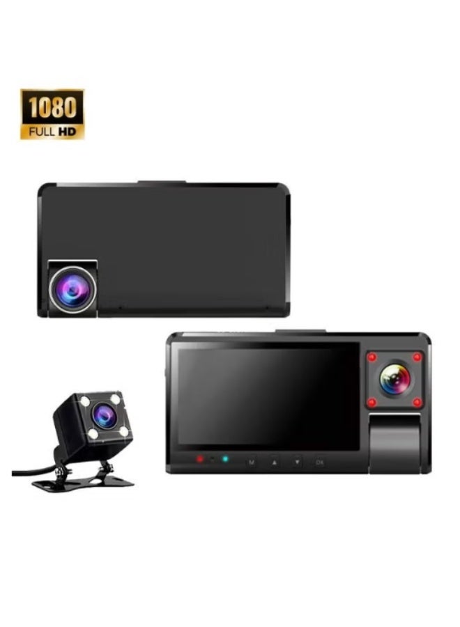 Dash Camera – 3-camera system, HD video recording, G-sensor, supports 128GB storage, wide-angle car DVR with night vision and loop recording - Image 2