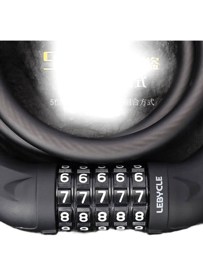 LeBycle Bicycle Combination Lock, Anti-Theft Lock, Chain Lock, Portable Steel Wire Lock, Cycling Equipment, Bicycle Lock, 5-Digit Steel Cable Lock - Image 1