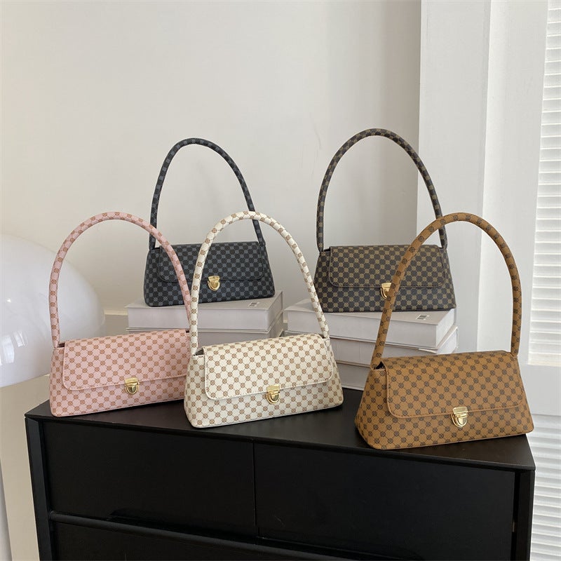 Western Style Commuter Elegant Underarm Bag 2023 New Chessboard Plaid Fashion Women'S Bag Casual Simple Shoulder Bag Handbag - Image 5
