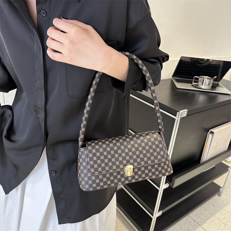 Western Style Commuter Elegant Underarm Bag 2023 New Chessboard Plaid Fashion Women'S Bag Casual Simple Shoulder Bag Handbag - Image 3