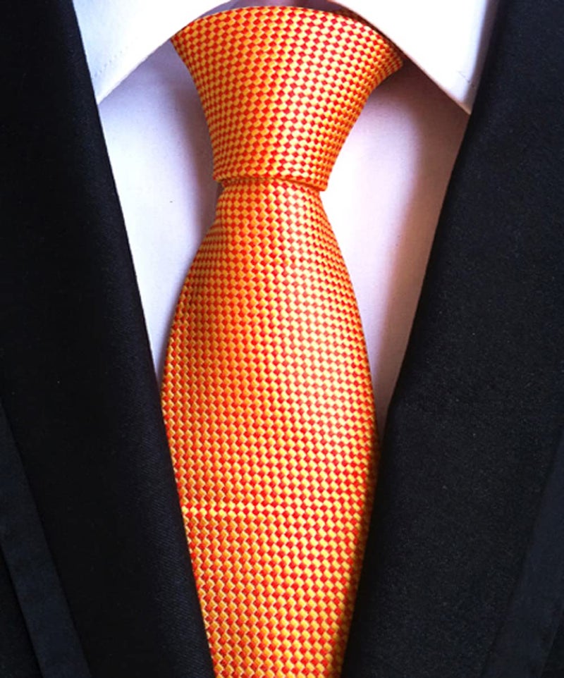 Ctskyte Men Boy Bright Golden Orange Red Pattern Tie Fall Business Evening Party Necktie - Image 2