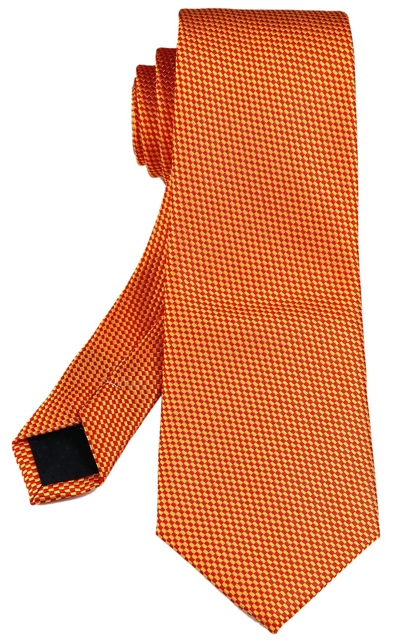 Ctskyte Men Boy Bright Golden Orange Red Pattern Tie Fall Business Evening Party Necktie - Image 3