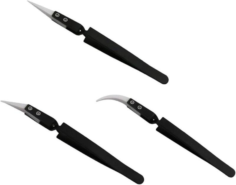 Mikikit Professional Ceramic Lash Tweezers 3pcs Set Insulation Tip Heat Resistant - Image 2