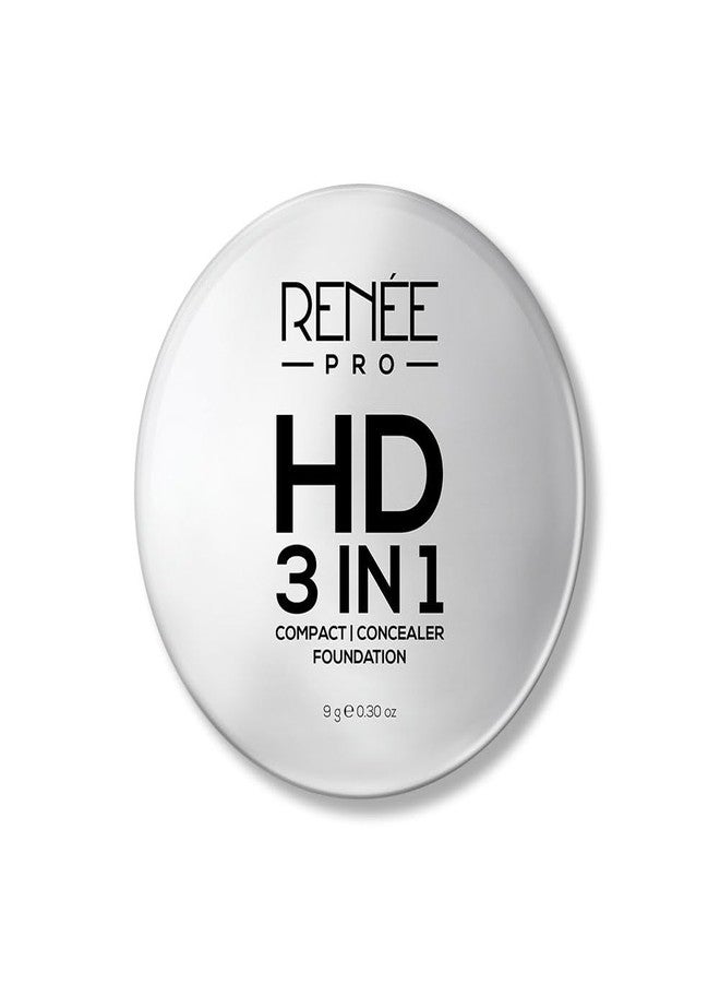 RENEE PRO HD 3 In 1 Compact,Concealer, Foundation - Gres, SPF 20, Matte Finish, High Coverage, Ultralight & Silky Smooth Finish, Enriched With Vitamin E, C & Aloe Vera - 9 Gm - Image 1
