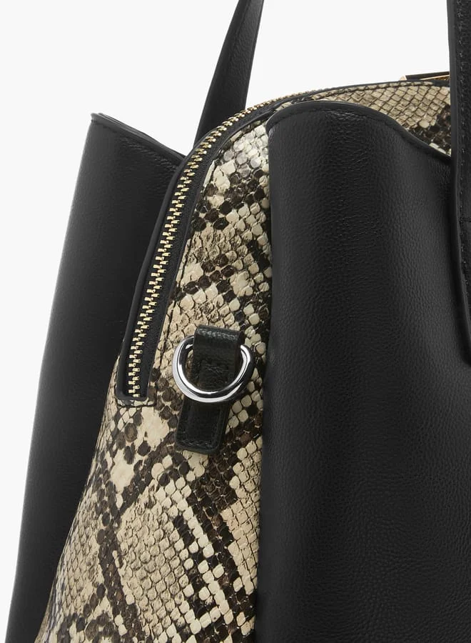 فلورا بيلا من شو إكسبرس Women Animal Print Tote Bag with Adjustable Strap and Zip Closure