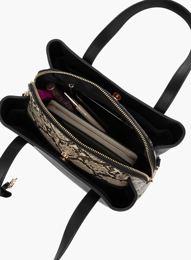فلورا بيلا من شو إكسبرس Women Animal Print Tote Bag with Adjustable Strap and Zip Closure