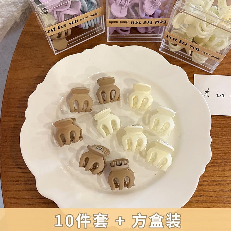 Generic Mini Scrub Hair Claw Clips for Fringe J1011H brown rice white 10 square box