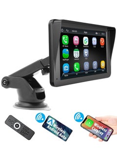 7 Inches Portable Wireless Apple Carplay and Android Auto Car Radio Stereo,IPS Touchscreen Multimedia Player & Bluetooth 5.0 Audio Hands Free Calling, Mirror Link/GPS/Siri