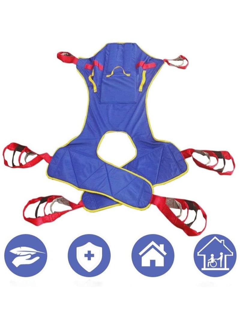Ru syanl Full Body Patient Lift Sling Head and Back Support Toileting Transfer Slings Split Legs with Commode Opening 5 Handles 6 Straps Lifting Sling Compatible with Various of Lifts - Image 1
