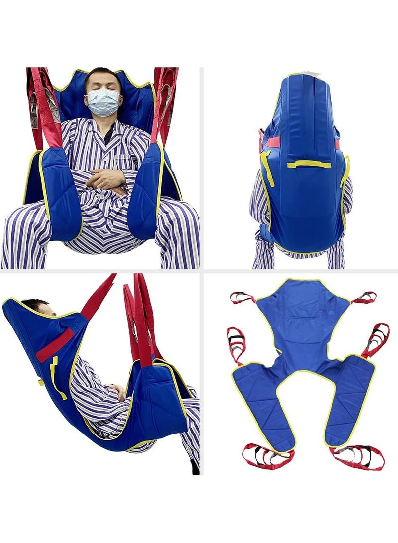 Ru syanl Full Body Patient Lift Sling Head and Back Support Toileting Transfer Slings Split Legs with Commode Opening 5 Handles 6 Straps Lifting Sling Compatible with Various of Lifts - Image 2
