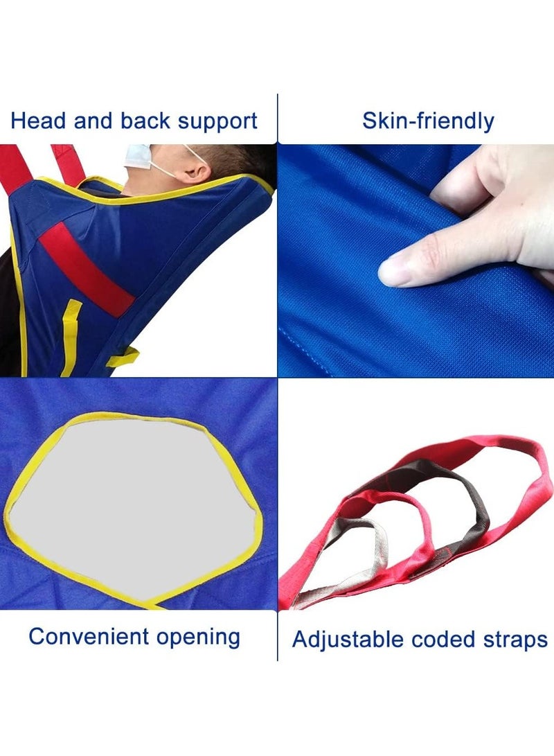 Ru syanl Full Body Patient Lift Sling Head and Back Support Toileting Transfer Slings Split Legs with Commode Opening 5 Handles 6 Straps Lifting Sling Compatible with Various of Lifts - Image 4