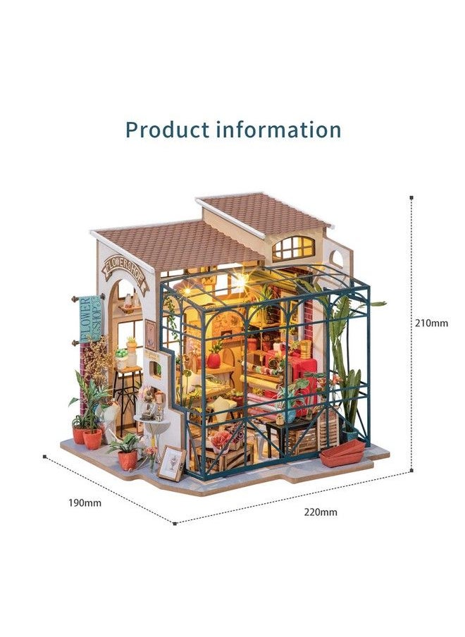 Rolife - Miniature Diy Miniature Dollhouse With Furniture Set With LedTiny Building House KitWooden Greenhouse KitsBest Gift For KidsEmilyS Flower Shop - Image 1