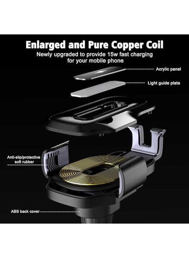 إيروريكس شاحن سيارة لاسلكي 15 وات سريع الشحن مع حامل هاتف للسيارة بخاصية التثبيت التلقائي وشاحن لاسلكي مثبت في فتحة تهوية السيارة مع مستشعر كهربائي مناسب لهاتف Iphone15 14 13 12 Pro Max وSamsung Galaxy S23 S22 S21 وما إلى ذلك - Image 2