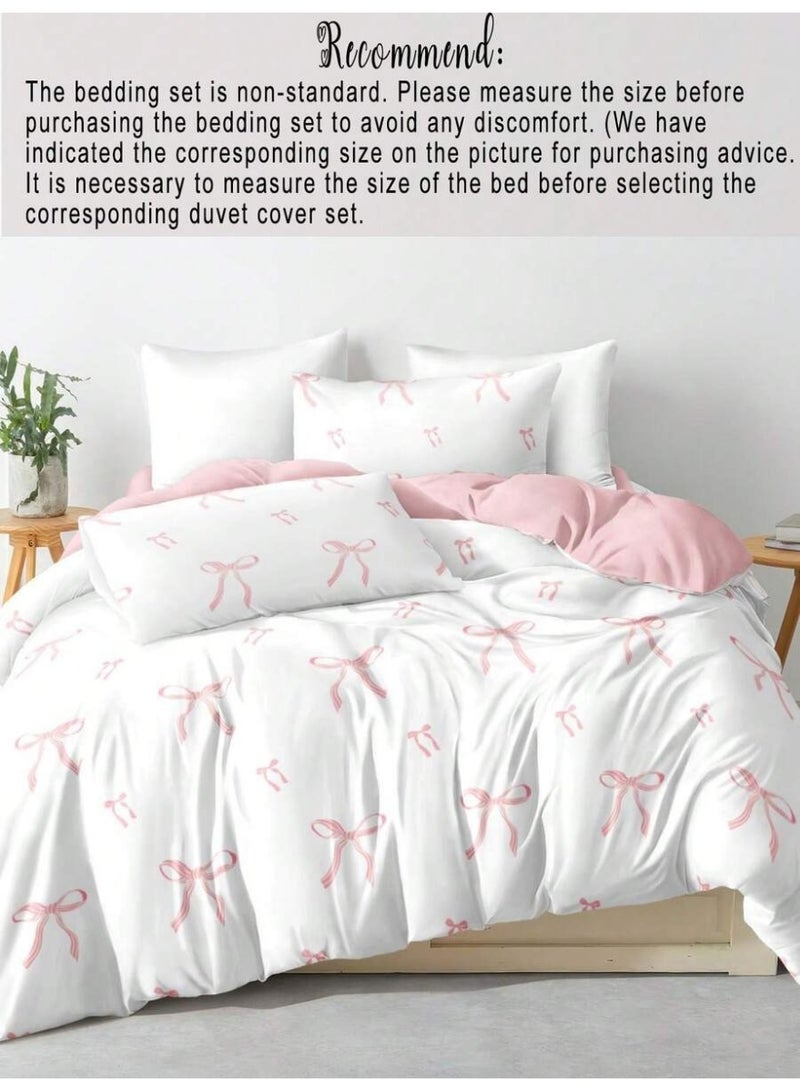 Cute Ribbon Print Duvet Cover Set – Soft Pastel Bed Sheets & Pillowcases for a Sweet & Elegant Bedroom - (150*200cm) - Image 2