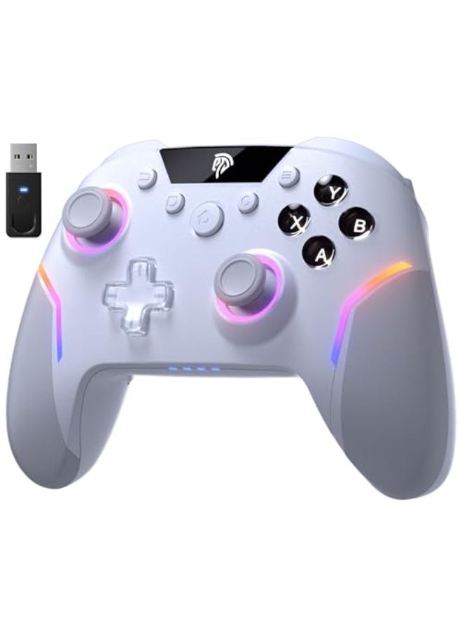 وحدة تحكم الألعاب اللاسلكية EasySMX X20 مع إضاءة RGB خلفية، عصا تأثير قاعة بمرحلتين، معدل استطلاع 1000 هرتز، جيروسكوب 6 محاور على منصات متعددة، أزرار ميكانيكية - متوافقة مع PC/Switch/Steam/Android - Image 1