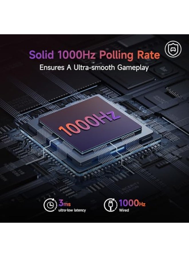 وحدة تحكم الألعاب اللاسلكية EasySMX X20 مع إضاءة RGB خلفية، عصا تأثير قاعة بمرحلتين، معدل استطلاع 1000 هرتز، جيروسكوب 6 محاور على منصات متعددة، أزرار ميكانيكية - متوافقة مع PC/Switch/Steam/Android - Image 3