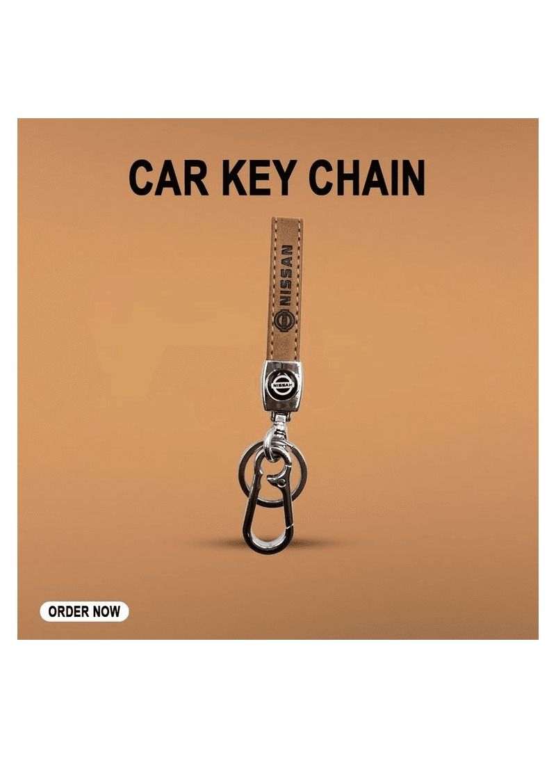 حزام جلدي شعار نيسان / حلقة معدنية مع سلسلة مفاتيح حزام جلد PU ، سلسلة مفاتيح منزلية - Image 2