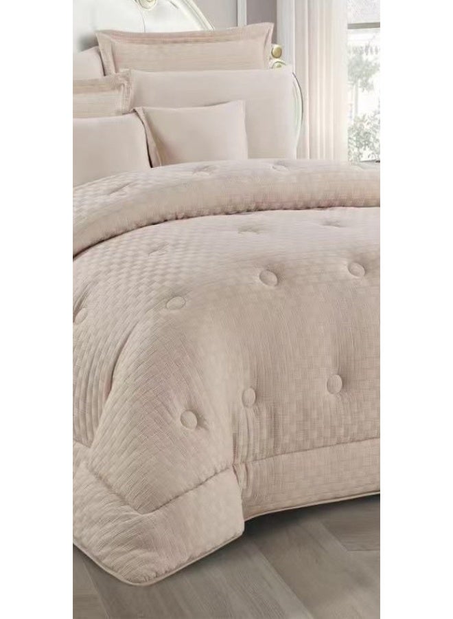 لوفيرا طقم مفرش نفرين ملكي لحاف قماش متين وناعم ونقشة عصرية 8 قطع مقاس كنج - Image 3