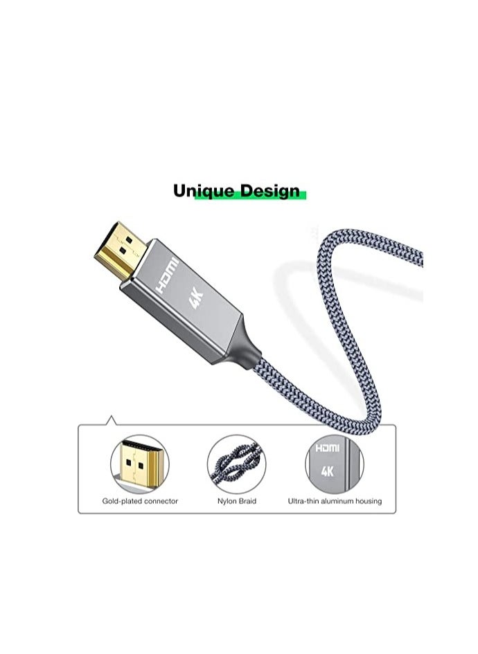 Generic - HDMI Cable 2M , full HD HDMI Cable , high Speed Support 1080P 2160P , 4K UHD for PC , Game player ,Set BOX , LCD , TV , Monitor , Projector - Gray - Image 1