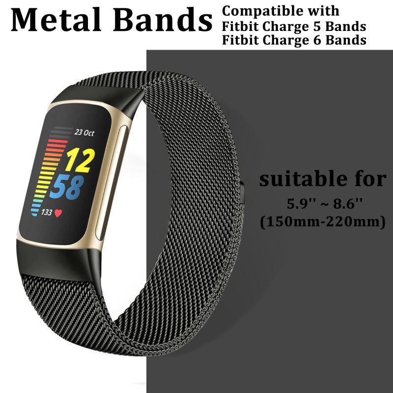 surundo Compatible with Fitbit Charge 6/Charge 5 Bands for Wmen Men, Metal Mesh Milanese Loop Adjustable Strap Replacement for Fitbit Charge 6/Charge 5 Advanced Fitness & Health Trackers - Image 5
