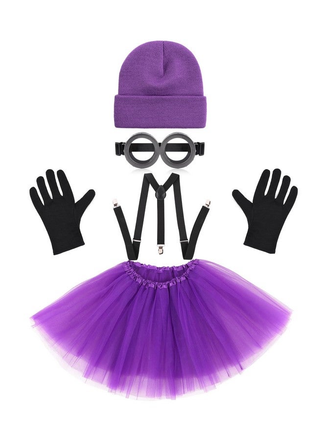 PIIDUOO PIIDUOO Purple Halloween Costume Accessories for Women - Adult Halloween Costumes Party Cosplay Set with Goggles Glasses Beanie Gloves Suspenders Tutu - Image 1