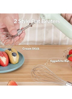 erorex Electric Mixer Compact Cordless Electric Egg Beater Usb Rechargable Egg Beater With 2 Detachable Stir Whisks 4 Speed Modes For Whipping And Mixing Cookies Dough Batters And More Green  - Image 5