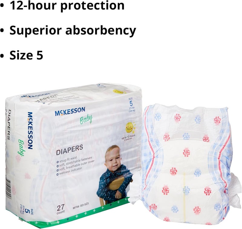 McKesson Baby Diapers Size 5 Over 27 lbs 27 Count 1 Pack - Image 4