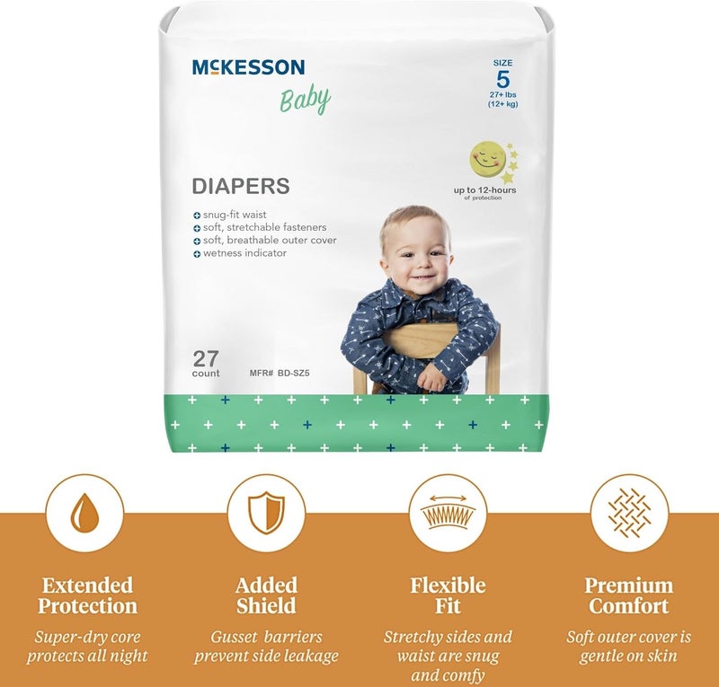 McKesson Baby Diapers Size 5 Over 27 lbs 27 Count 1 Pack - Image 5