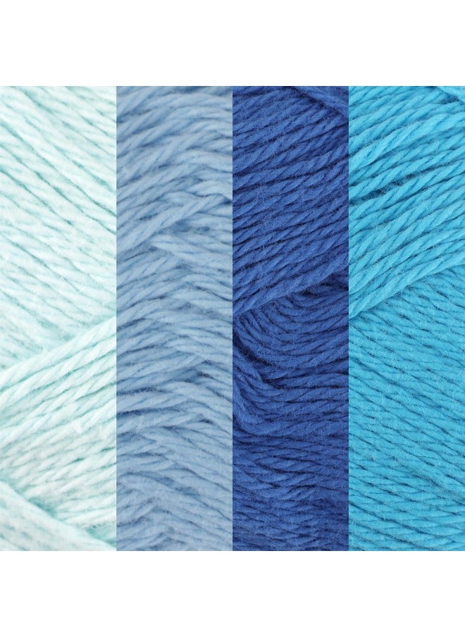 BambooMN - Jubileeyarn Cotton Select Yarn Sport Weight 50G/Skein Shades Of Blue 4 Skeins - Image 1