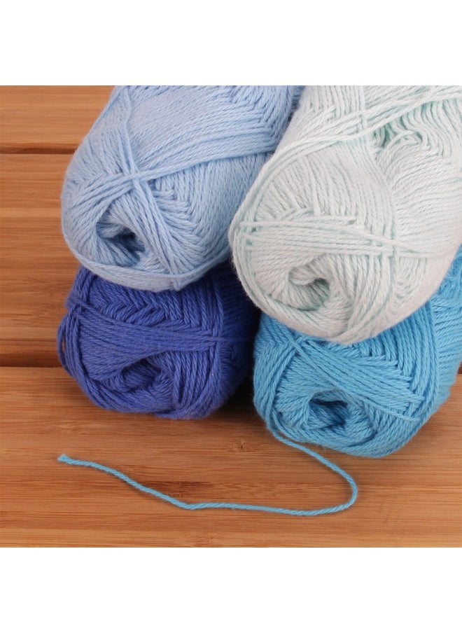 BambooMN - Jubileeyarn Cotton Select Yarn Sport Weight 50G/Skein Shades Of Blue 4 Skeins - Image 1