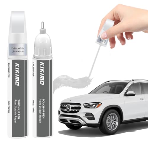 KIKIMO for Mercedes-Benz Touch Up Paint(Polar White(149/9149)), Car Paint Repair Kit for Mercedes-Benz, 2 In 1 Scratches Repair with Pen Tip and Brush, Color-Matched for Quick & Easy Fix - Image 1