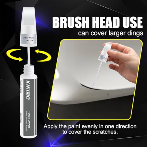 KIKIMO for Mercedes-Benz Touch Up Paint(Polar White(149/9149)), Car Paint Repair Kit for Mercedes-Benz, 2 In 1 Scratches Repair with Pen Tip and Brush, Color-Matched for Quick & Easy Fix - Image 3