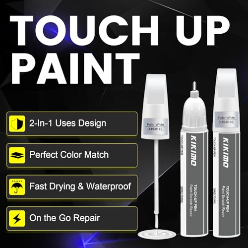 KIKIMO for Mercedes-Benz Touch Up Paint(Polar White(149/9149)), Car Paint Repair Kit for Mercedes-Benz, 2 In 1 Scratches Repair with Pen Tip and Brush, Color-Matched for Quick & Easy Fix - Image 2