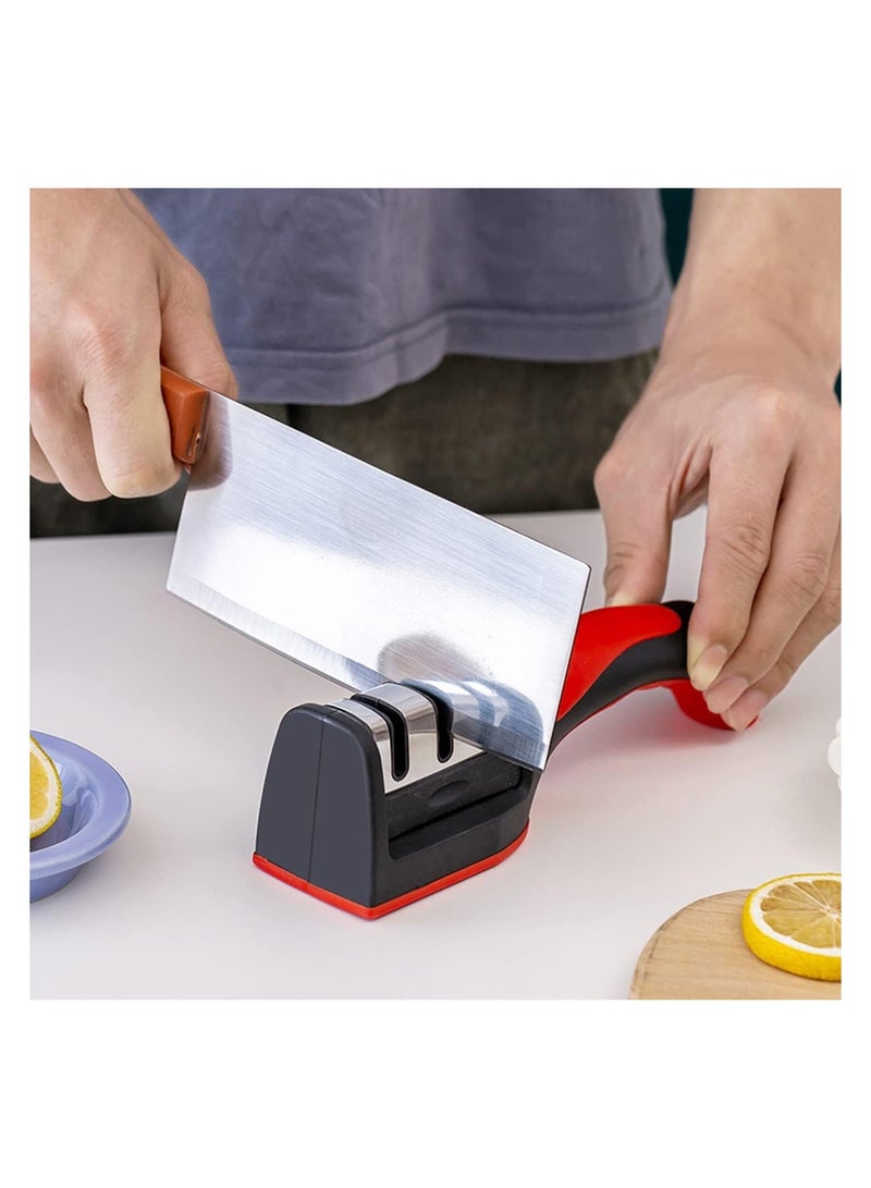 VIUAUAX 3 in 1 Knife Sharpener with 3 Stages, Handheld Knife Sharpener Helps Repair, Restore, Polish Blades, Including Straight, Serrated Blades and Scissors - Image 2
