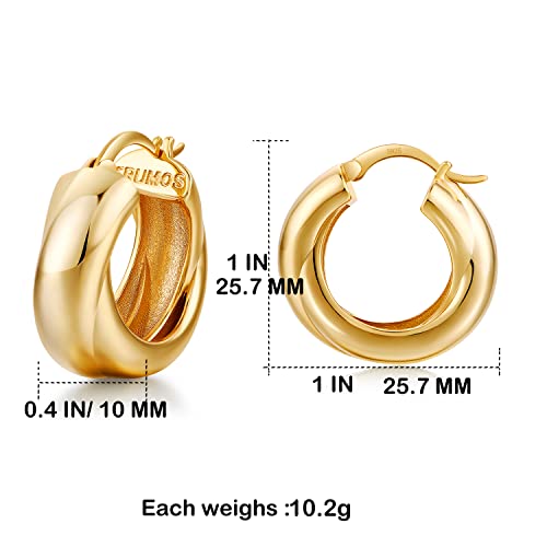 FRUMOS 18K Gold Plated Chunky Hoop Earrings for Women Fashion Thick Gold Hoops Earrings Set Jewelry for girls Birthday Christmas Gifts (Double loop winding hoop) - Image 2