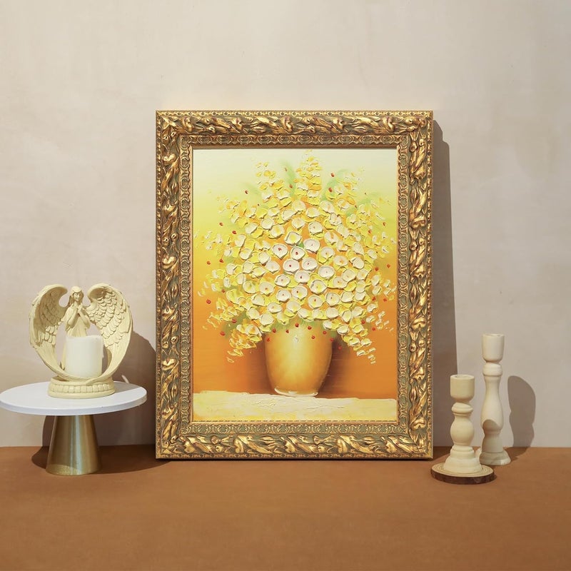 FOLKOR Wood Canvas Frame for 6x8 Oil Paintings  Finished 6x8 Gold Ornate Frame for Wall Art Prints  Luxury Vintage Painting Frame for Home Office Decor (Empty Frame  No Glass Cover & Backboard) - Image 4