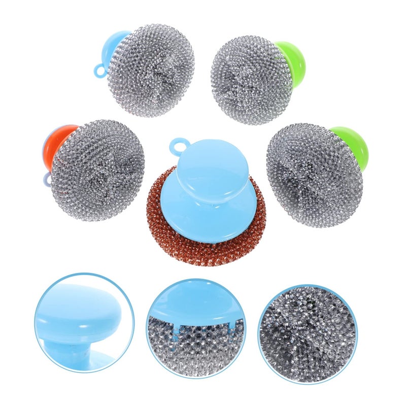 5 Piece Kitchen Scrub Brush Set Wire Pot Scrubbers for Ovens Grills Pans - Image 4