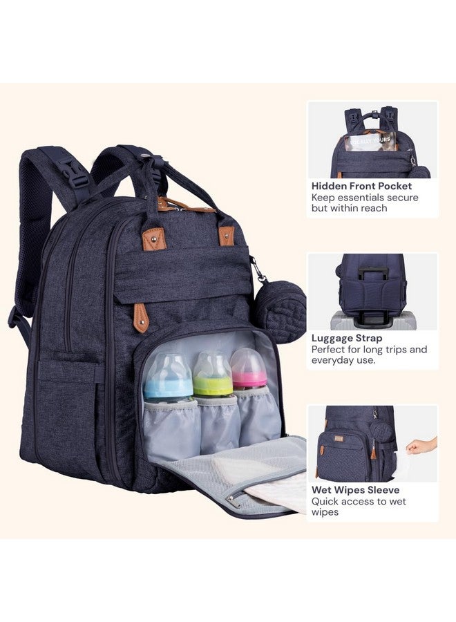 BabbleRoo BabbleRoo Extra Large Diaper Bag Backpack, Expandable Baby Bag with Up to 50% More Capacity - Travel Essentials Baby Bag Tote with Changing Pad, Stroller Straps & Pacifier Case - Unisex, Denim Blue  - Image 4