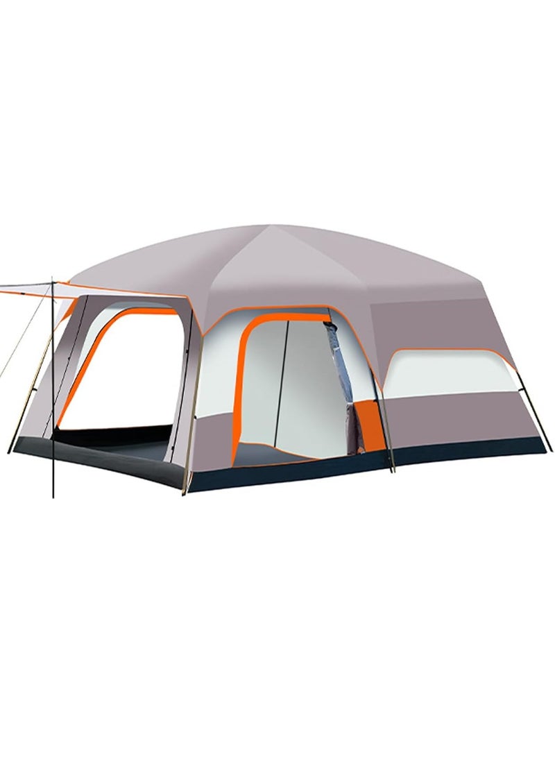 DubaiGallery Family Camping Tent, Large Portable Lodge, Waterproof and Windproof, 1 Living Room and 2 Bedrooms, with Storage Bag, Solid Color Oxford Cloth, Steel Frame, Zipper Closure, for Outdoor Picnic and Family  - Image 1