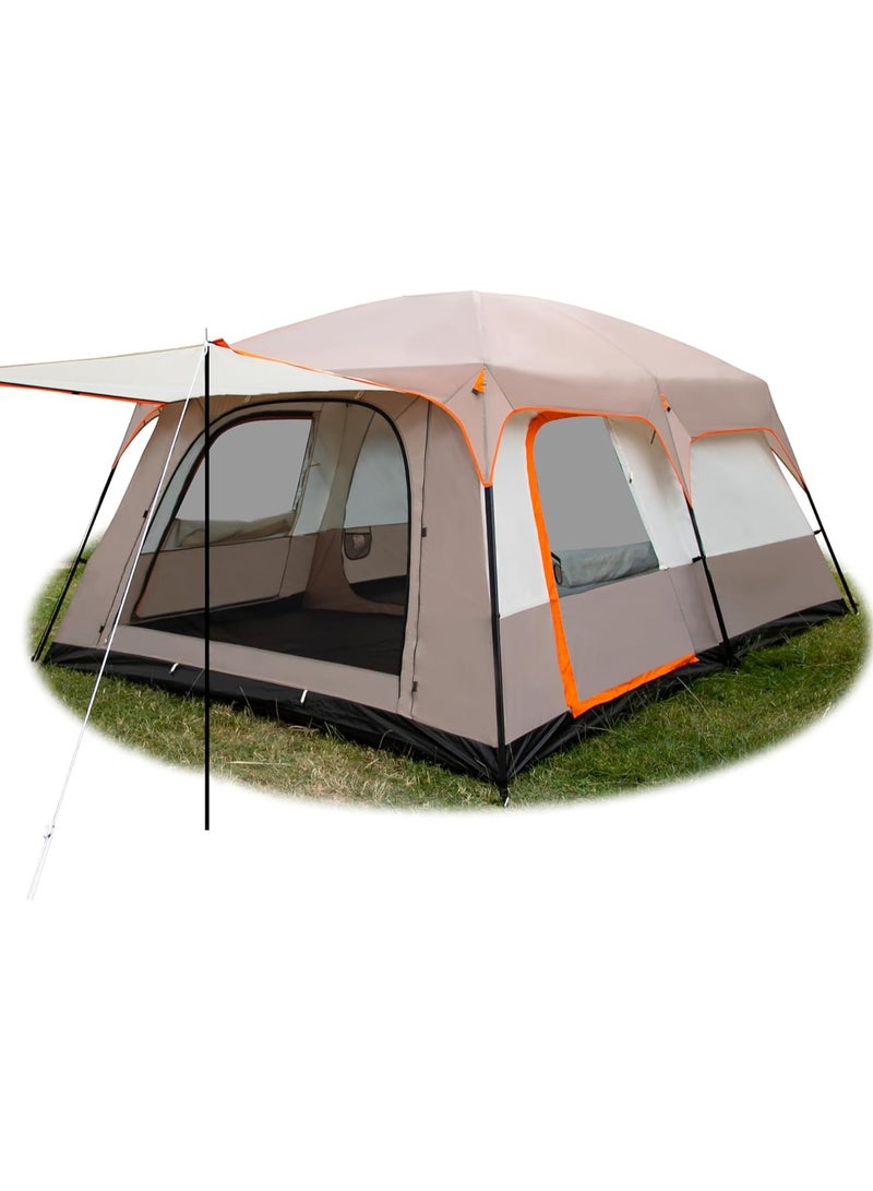 DubaiGallery Family Camping Tent, Large Portable Lodge, Waterproof and Windproof, 1 Living Room and 2 Bedrooms, with Storage Bag, Solid Color Oxford Cloth, Steel Frame, Zipper Closure, for Outdoor Picnic and Family  - Image 2