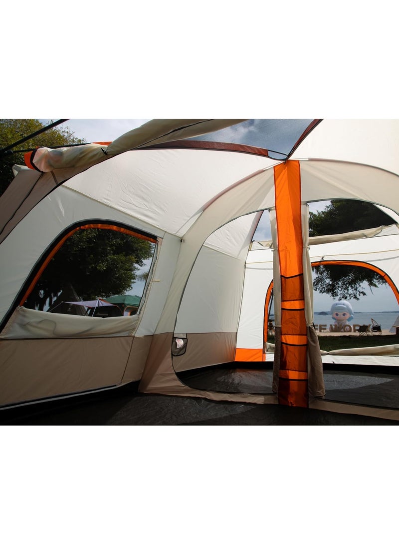 DubaiGallery Family Camping Tent, Large Portable Lodge, Waterproof and Windproof, 1 Living Room and 2 Bedrooms, with Storage Bag, Solid Color Oxford Cloth, Steel Frame, Zipper Closure, for Outdoor Picnic and Family  - Image 4