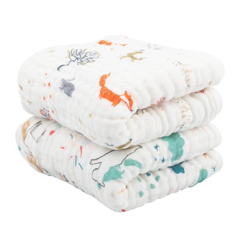 babygoal Baby Bath Towels 2 Pack, 100% Muslin Cotton Hooded Towel for Newborn,Toddler,Infant, Absorbent & Hypoallergenic Baby Gift for Boys Girls 35"x35" T0607 - Image 1