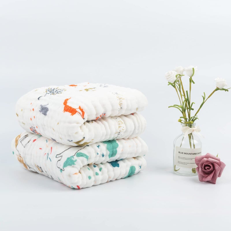 babygoal Baby Bath Towels 2 Pack, 100% Muslin Cotton Hooded Towel for Newborn,Toddler,Infant, Absorbent & Hypoallergenic Baby Gift for Boys Girls 35"x35" T0607 - Image 2