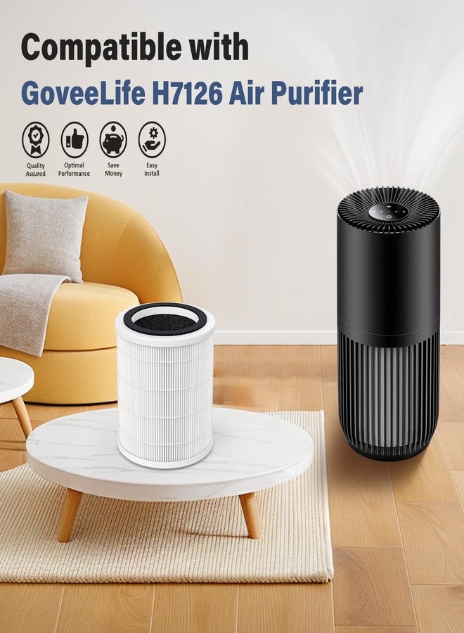 FMDZFL H7126 Replacement Filter Compatible with GoveeLife Mini Air Purifier H7126, 3-in-1 H13 True HEPA with 6 pcs Aroma Pads, H7126-RF, 2 Pack - Image 2