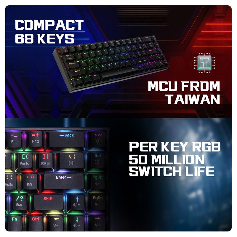 Cosmic Byte CB-GK-40 Artemis 3 Modes WiFi + Bluetooth + Wired Mechanical Keyboard with Outemu Blue Swappable Switches, Software Support, 1000Hz Polling Rate (Black) - Image 4