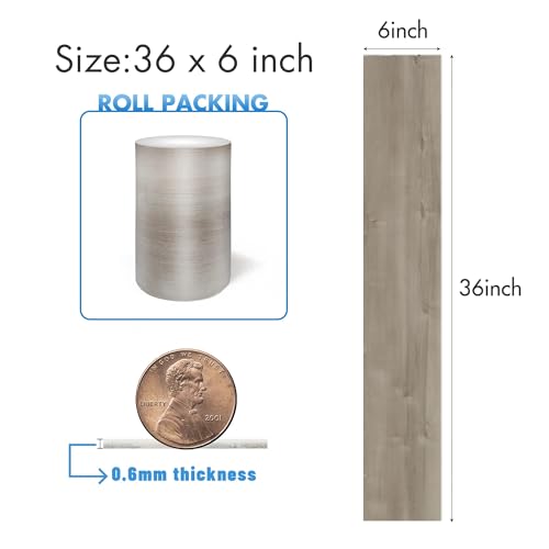 Lareko 54 Sq.Ft,Wood Peel and Stick Floor Tiles,36 Pack Grey Vinyl Flooring (No Adhesive Residue) 36"×6" Waterproof and Non-Slip Laminate Flooring for Renters Bathroom, Living Room (Winter - Image 2